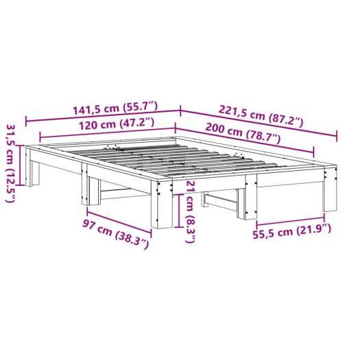 Okvir kreveta bez madraca bijeli 120 x 200 cm masivna borovina - Bijela 120 x 200 cm Cijena