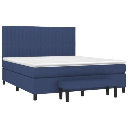Krevet s oprugama i madracem plavi 180x200 cm od tkanine - Plava 180 x 200 cm Okomite pruge Cijena