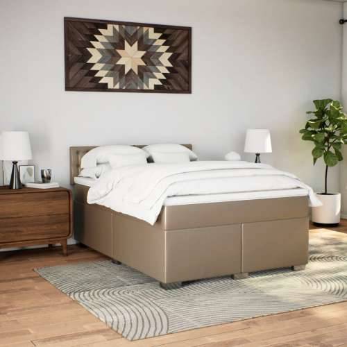 Krevet s oprugama i madrac cappuccino 140x200cm od umjetne kože - Boja cappuccina 140 x 200 cm gumbi Cijena
