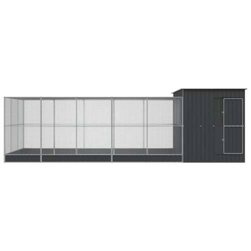 Kavez za ptice s produžetkom srebrni 704x303x216 cm čelični - 704 x 303 x 216 cm Cijena