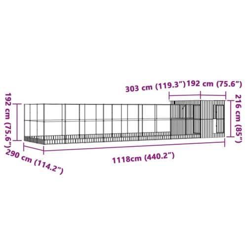 Kavez za ptice s produžetkom srebrni 1118x303x216 cm čelični - 1118 x 303 x 216 cm Cijena