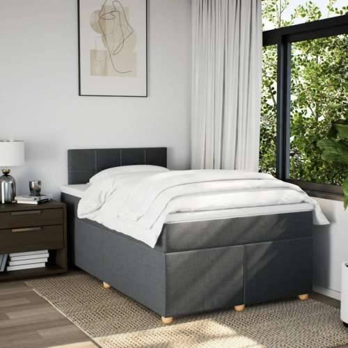Krevet box spring s madracem tamnosivi 120 x 190 cm tkanina - Tamno siva 120 x 190 cm Blok s kvadratima Cijena