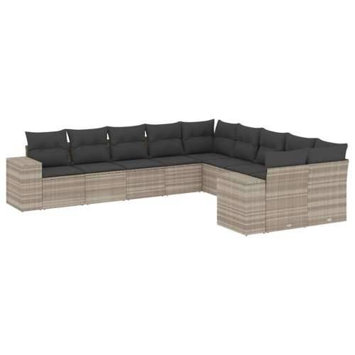 Vrtna garnitura - 10-dijelni set vrtnih sofa poliratan s jastucima svijetlosivi - Svjetlosiva Sa stolom 1 Cijena