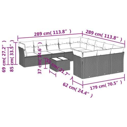 Vrtna garnitura - 12-dijelni set vrtnih sofa poliratan s jastucima svijetlosivi - Svjetlosiva Sa stolom 1 Cijena