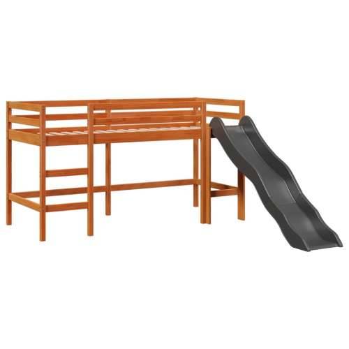 Dječji krevet na kat s tornjem rozi 90x190 cm masivna borovina - Smeđa i ružičasta 90 x 190 cm Cijena