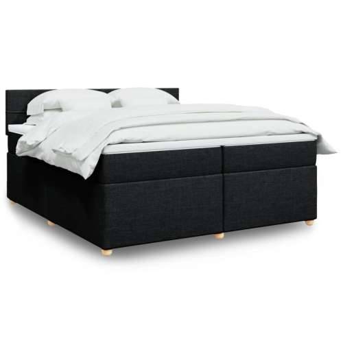Krevet s oprugama i madracem crni 200x200 cm od tkanine - Crna 200 x 200 cm Blok s kvadratima Cijena
