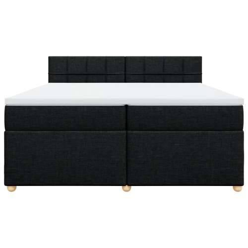 Krevet s oprugama i madracem crni 200x200 cm od tkanine - Crna 200 x 200 cm Blok s kvadratima Cijena