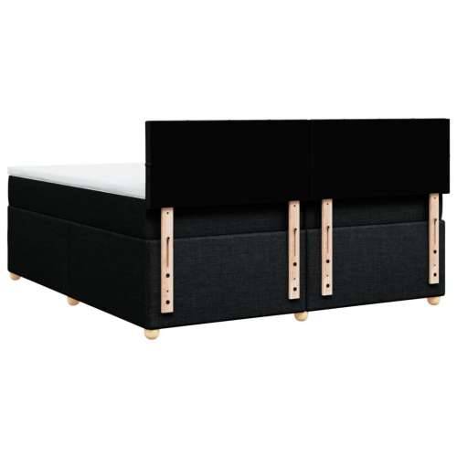 Krevet s oprugama i madracem crni 200x200 cm od tkanine - Crna 200 x 200 cm Blok s kvadratima Cijena