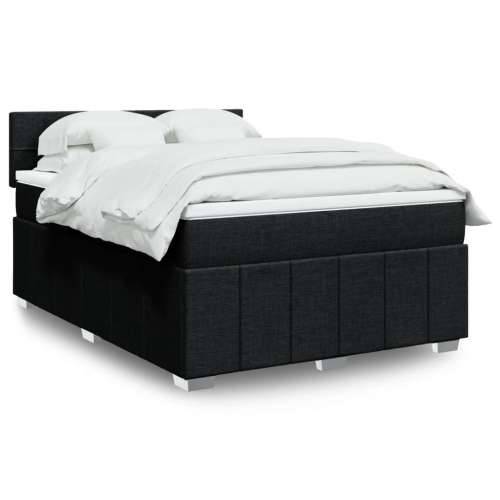 Krevet s oprugama i madracem crni 140 x 190 cm od tkanine - Crna 140 x 190 cm Blok s kvadratima Cijena