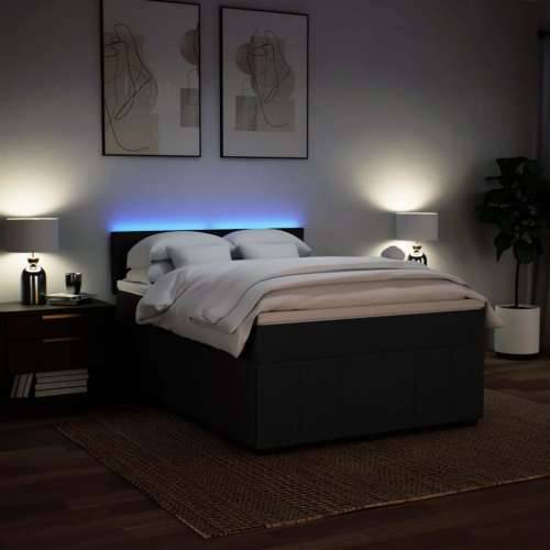 Krevet s oprugama i madracem crni 140 x 190 cm od tkanine - Crna 140 x 190 cm Blok s kvadratima Cijena
