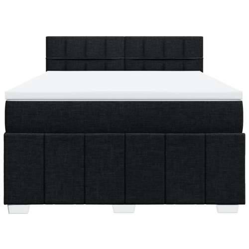 Krevet s oprugama i madracem crni 140 x 190 cm od tkanine - Crna 140 x 190 cm Blok s kvadratima Cijena