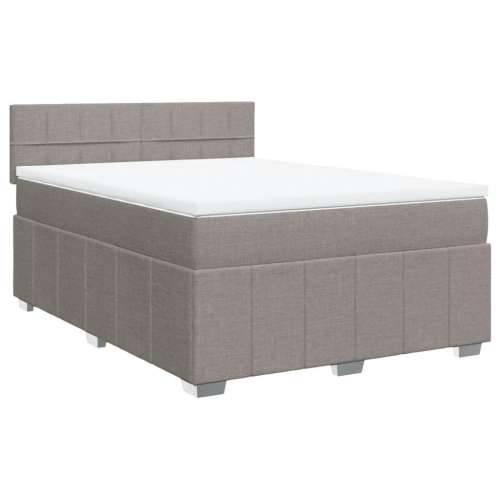 Krevet s oprugama i madracem smeđesivi 140 x 190 cm od tkanine - Sivo-smeđa 140 x 190 cm Blok s kvadratima Cijena