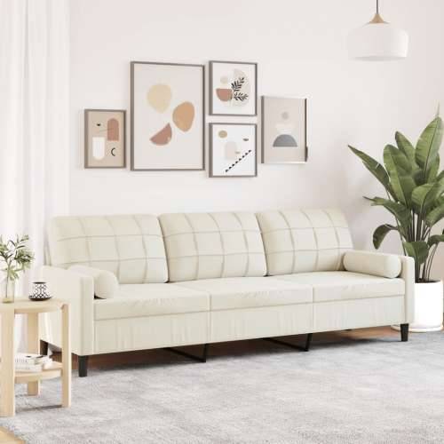 Trosjed s ukrasnim jastucima krem 210 cm baršunasti - Krema 210 cm Cijena