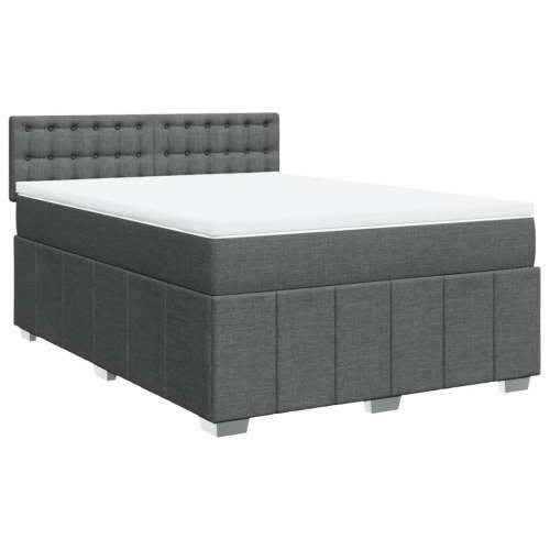 Krevet s oprugama i madracem tamnosivi 140x190 cm od tkanine Tamno siva 140 x 190 cm gumbi Cijena