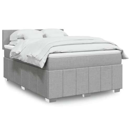 Krevet box spring s madracem svjetlosivi 140x200 cm od tkanine - Svjetlosiva 140 x 200 cm Gladak dizajn Cijena