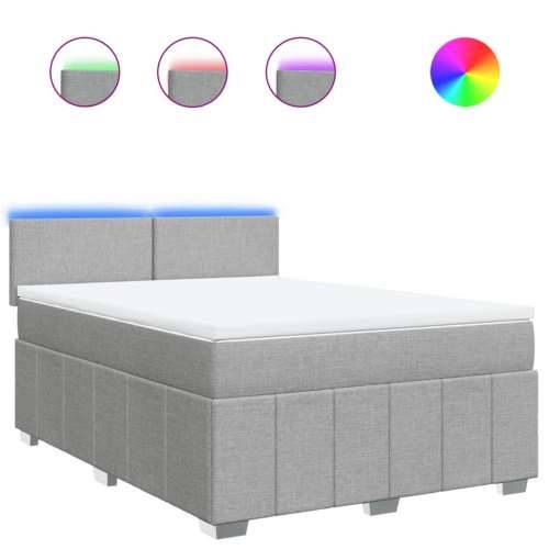 Krevet box spring s madracem svjetlosivi 140x200 cm od tkanine - Svjetlosiva 140 x 200 cm Gladak dizajn Cijena