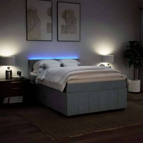 Krevet box spring s madracem svjetlosivi 140x200 cm od tkanine - Svjetlosiva 140 x 200 cm Gladak dizajn Cijena