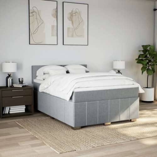 Krevet box spring s madracem svjetlosivi 140x200 cm od tkanine - Svjetlosiva 140 x 200 cm Gladak dizajn Cijena