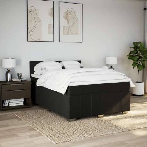 Krevet s oprugama i madracem crni 140x200 cm od tkanine - Crna 140 x 200 cm Gladak dizajn Cijena