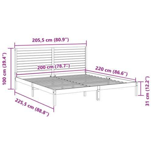 Dugi okvir kreveta bez madraca 200 x 220 cm masivno drvo - Prirodna 200 x 220 cm Cijena