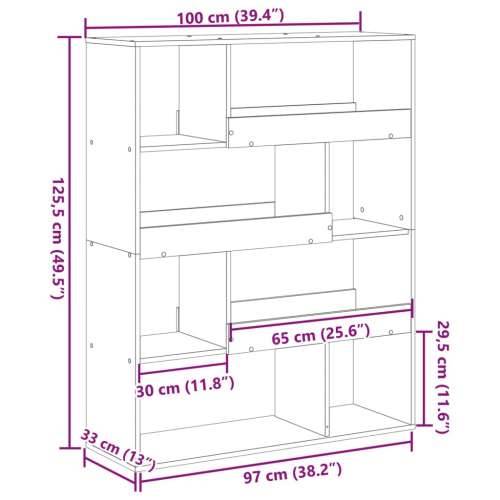 Regal za knjige crni 100 x 33 x 125,5 cm od konstruiranog drva - Crna 1 125.5 cm Cijena