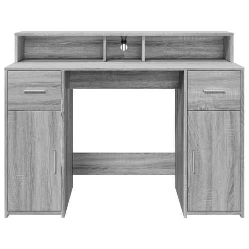 Radni stol s LED svjetlima siva boja hrasta 120x55x91 cm drveni - Sivi hrast sonoma 120 x 55 x 91 cm Cijena
