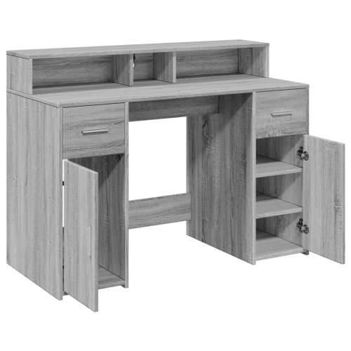 Radni stol s LED svjetlima siva boja hrasta 120x55x91 cm drveni - Sivi hrast sonoma 120 x 55 x 91 cm Cijena