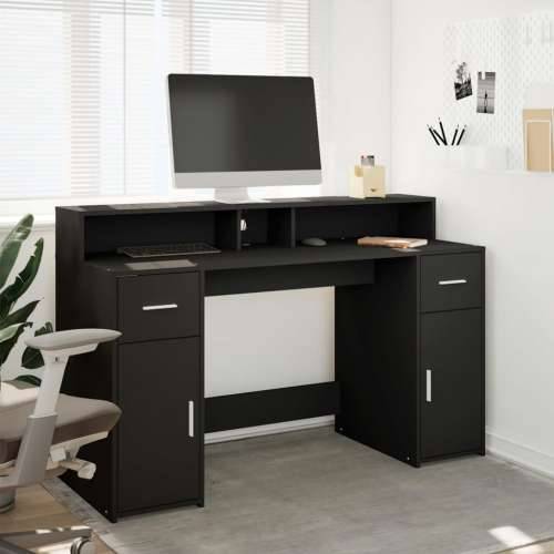 Radni stol s LED svjetlima crni 140x55x91 cm konstruirano drvo - Crna 140 x 55 x 91 cm Cijena