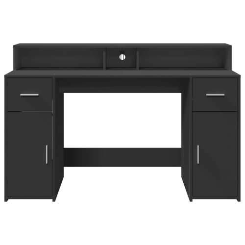 Radni stol s LED svjetlima crni 140x55x91 cm konstruirano drvo - Crna 140 x 55 x 91 cm Cijena