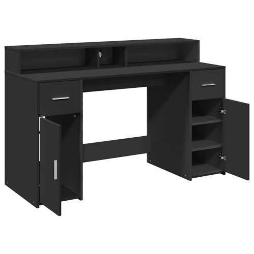 Radni stol s LED svjetlima crni 140x55x91 cm konstruirano drvo - Crna 140 x 55 x 91 cm Cijena