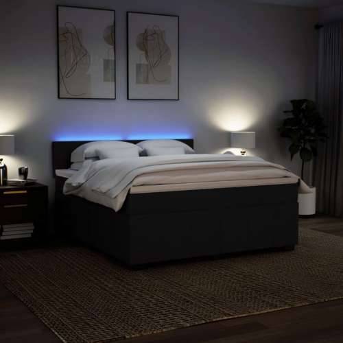 Krevet s oprugama i madracem crni 180x200 cm od tkanine - Crna 180 x 200 cm Gladak dizajn Cijena