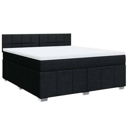 Krevet s oprugama i madracem crni 180x200 cm od tkanine - Crna 180 x 200 cm Blok s kvadratima Cijena