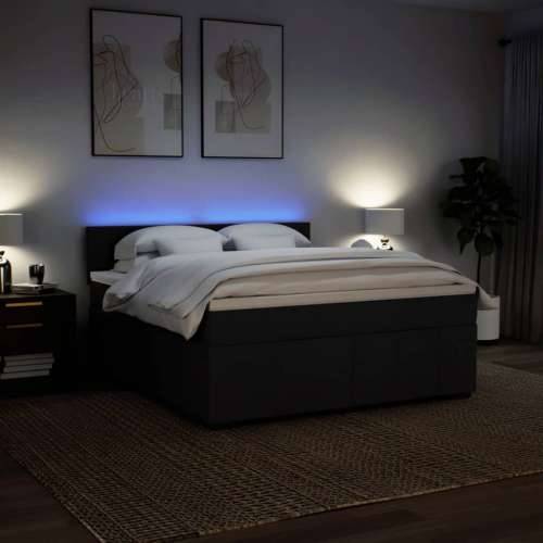 Krevet s oprugama i madracem crni 180x200 cm od tkanine - Crna 180 x 200 cm Blok s kvadratima Cijena