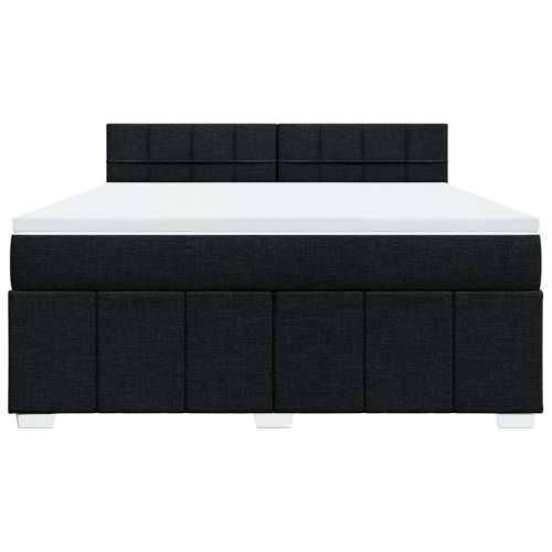 Krevet s oprugama i madracem crni 180x200 cm od tkanine - Crna 180 x 200 cm Blok s kvadratima Cijena