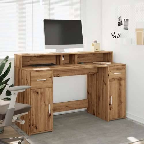 Radni stol s LED svjetlima boja hrasta 140x55x91 cm drveni - artisian oak 140 x 55 x 91 cm Cijena