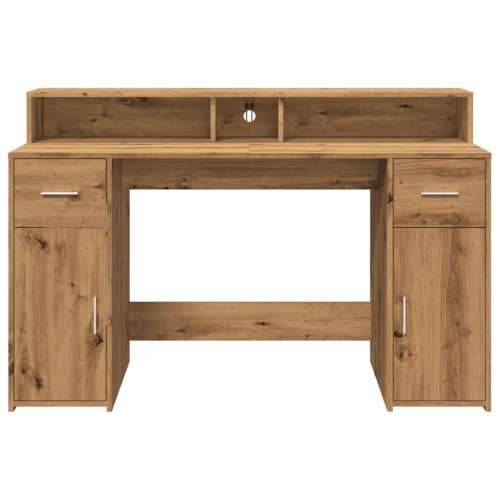 Radni stol s LED svjetlima boja hrasta 140x55x91 cm drveni - artisian oak 140 x 55 x 91 cm Cijena