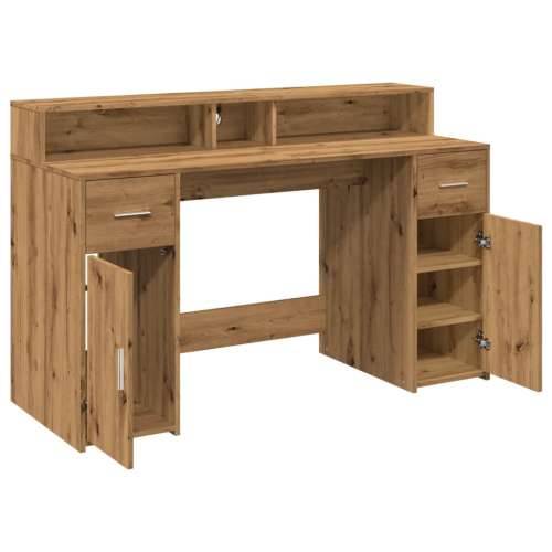 Radni stol s LED svjetlima boja hrasta 140x55x91 cm drveni - artisian oak 140 x 55 x 91 cm Cijena