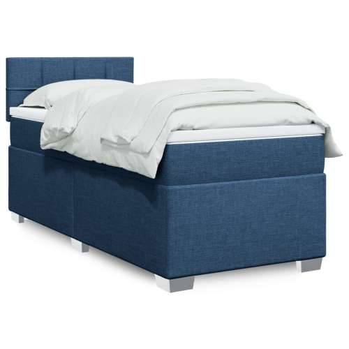 Krevet s oprugama i madracem plavi 80x200 cm od tkanine - Plava 80 x 200 cm Blok s kvadratima Cijena