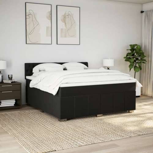 Krevet s oprugama i madracem crni 180x200 cm od tkanine - Crna 180 x 200 cm Dizajn s gumbima Cijena