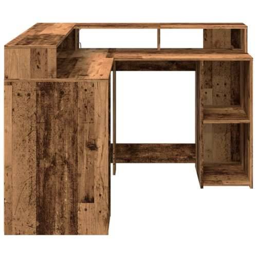 Radni stol s LED svjetlima boja staro drvo 130x130x91 cm drveni - Staro drvo 130 x 130 x 91 cm Cijena