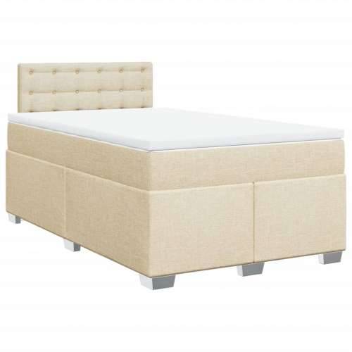 Krevet box spring s madracem krem 120 x 190 cm od tkanine - Krema 120 x 190 cm gumbi Cijena