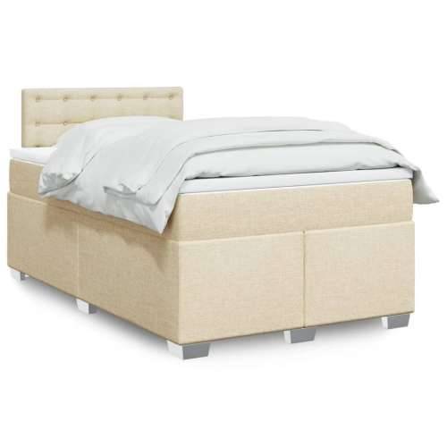 Krevet box spring s madracem krem 120 x 190 cm od tkanine - Krema 120 x 190 cm gumbi Cijena