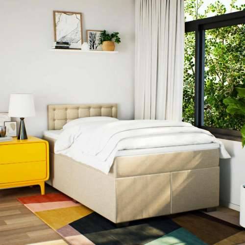 Krevet box spring s madracem krem 120 x 190 cm od tkanine - Krema 120 x 190 cm gumbi Cijena