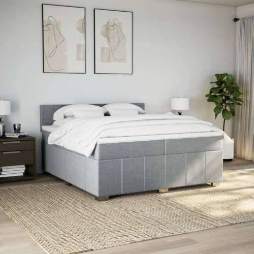 Krevet s oprugama i madracem svjetlosivi 200 x 200cm od tkanine - Svjetlosiva 200 x 200 cm Gladak dizajn Cijena