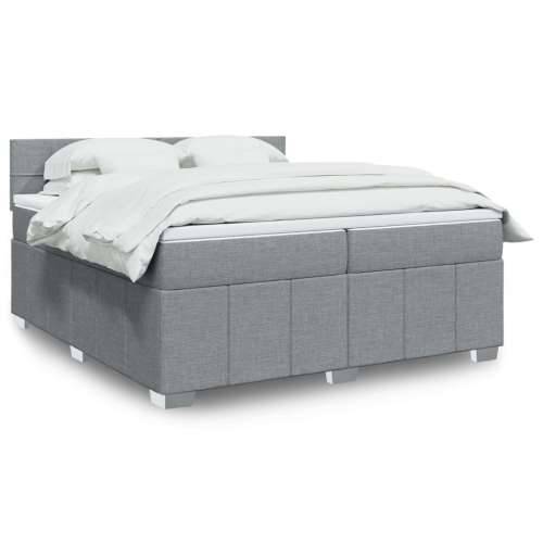 Krevet s oprugama i madracem svjetlosivi 200 x 200cm od tkanine - Svjetlosiva 200 x 200 cm Blok s kvadratima Cijena