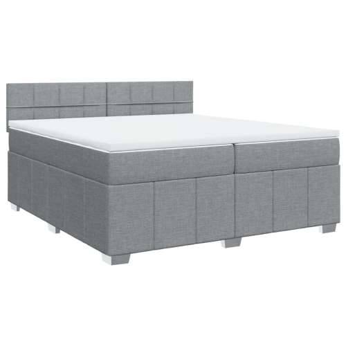 Krevet s oprugama i madracem svjetlosivi 200 x 200cm od tkanine - Svjetlosiva 200 x 200 cm Blok s kvadratima Cijena