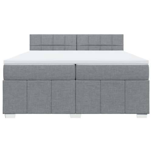 Krevet s oprugama i madracem svjetlosivi 200 x 200cm od tkanine - Svjetlosiva 200 x 200 cm Blok s kvadratima Cijena