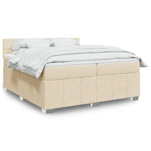 Krevet s oprugama i madracem krem 200 x 200 cm od tkanine - Krema 200 x 200 cm Blok s kvadratima Cijena