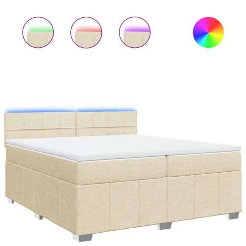 Krevet s oprugama i madracem krem 200 x 200 cm od tkanine - Krema 200 x 200 cm Blok s kvadratima Cijena