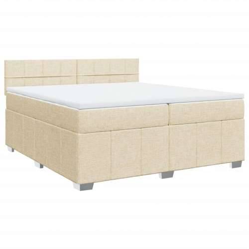 Krevet s oprugama i madracem krem 200 x 200 cm od tkanine - Krema 200 x 200 cm Blok s kvadratima Cijena